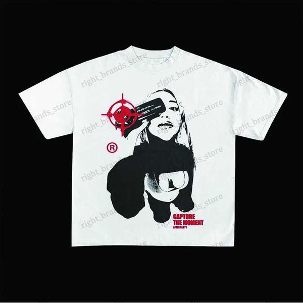 Мужские футболки из чистого хлопка, мужская одежда Y2k, хип-хоп, рок-группа, панк-готика, модная повседневная футболка с принтом, винтажная эстетика, уличная одежда Harajuku T240122