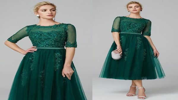 Verde oliva chá comprimento mãe da noiva vestido meia mangas para festa de casamento vestidos de convidados formal vestidos de noite 1573581