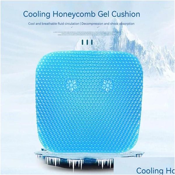 Capas de assento de carro Ers 3D Almofada Respirável Honeycomb Decompress Gel Air Cool Cooling Pad Almofadas de assento Drop Delivery Automóveis Mot Dhknc