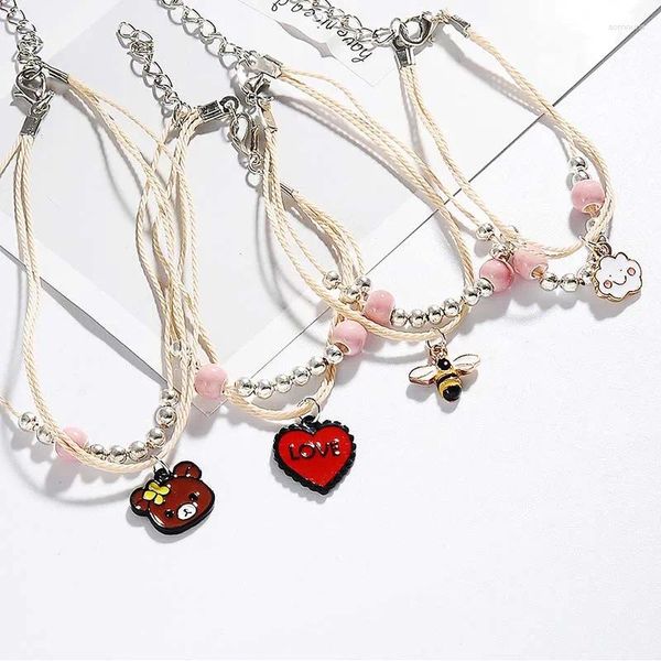 Charme pulseiras criativo multi-camada dos desenhos animados pulseira jóias para mulheres simples amor animal casal amigo presente