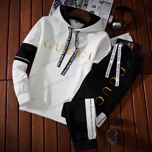 Fatos masculinos ao ar livre 2 peças de luxo tracksuits esqui sweatsuit listra casual inverno moire wick respirável terno esportivo correndo roupas t240122