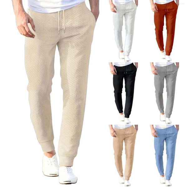 Calças masculinas Slim Fit Xadrez Casual Jogging Sweatpants Alto Conforto 6 Pára-quedas de Espuma de Memória para Homens Chinos