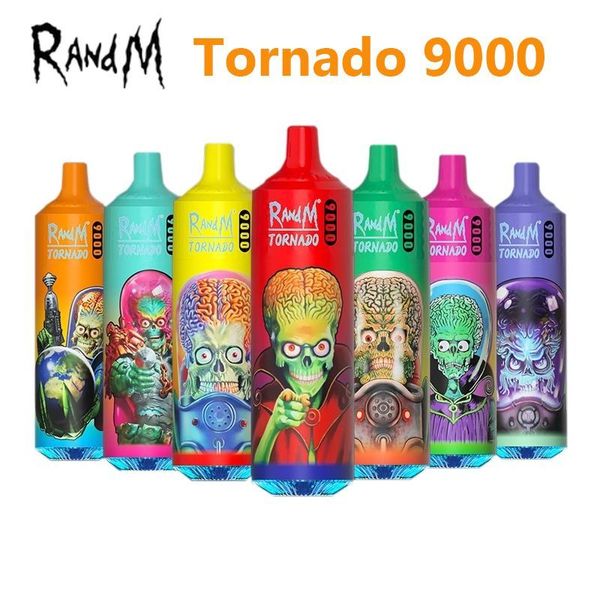 Original RandM Tornado 9000 Puff Einweg-E-Zigaretten mit verifiziertem Code 0 % 2 % 3 % 5 % wiederaufladbarer Akku 18 ml Gerät Vape Pen 53 Geschmacksrichtungen Schneller Versand Auf Lager 9.000 Puffs
