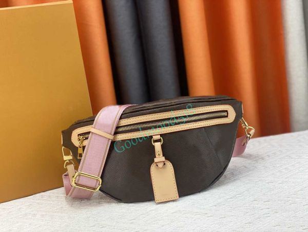 Popular luxo mulheres designer bolsa bolsa fanny pack clássico impresso crossbody bolsas lona de alta qualidade real couro corrente mensageiro saco totes bolsas m46748