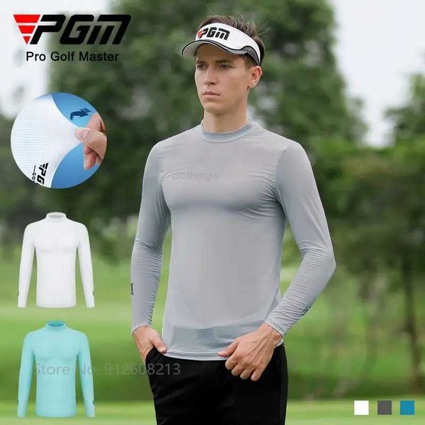 Intimo da golf PGM con protezione solare estiva per uomo Camicie da golf a maniche lunghe da uomo T-shirt in seta di ghiaccio rinfrescante Top anti-UV ad asciugatura rapida