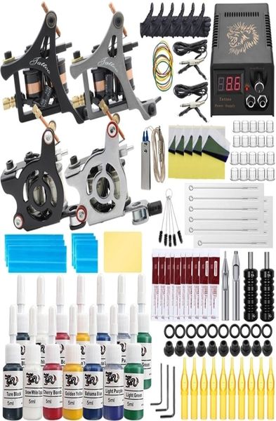 Kit completo per macchinetta per tatuaggi, set di bobine, aghi di alimentazione, professionale per principianti 2209235038952