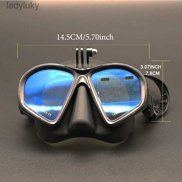 Tauchmasken Tauchmaske aus gehärtetem Glas mit Aufbewahrungsbox, wasserdicht und Anti-Fog-Galvanikbrille mit J-förmiger Halterung für KameraL240122