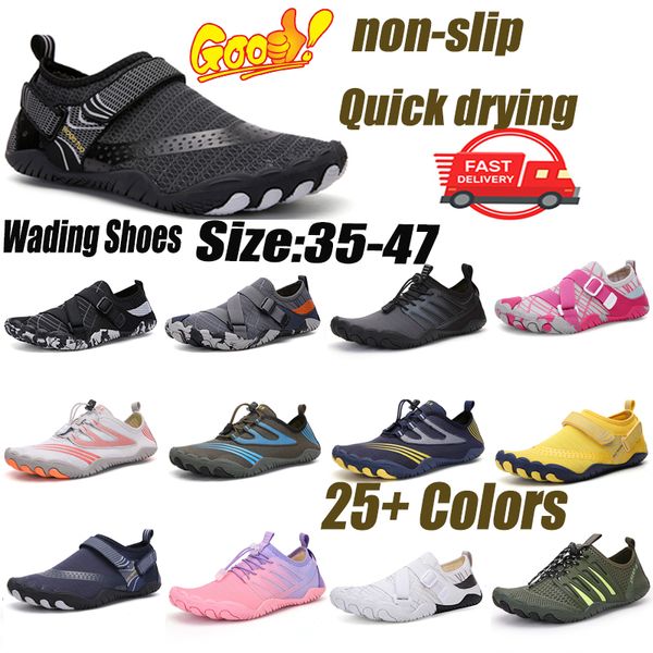 Sandálias de alta qualidade unissex aqua sapatos masculinos de secagem rápida sapatos de surf ao ar livre respirável malha das mulheres sapatos de água tênis de praia baixo preço