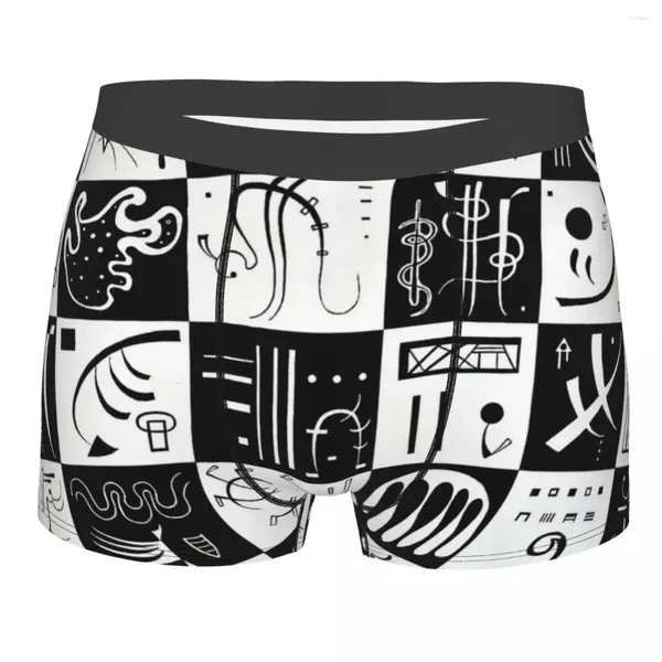 Mutande Kandinsky - Trenta opere d'arte in bianco e nero Mutandine traspiranti Biancheria intima maschile Stampa Pantaloncini Boxer