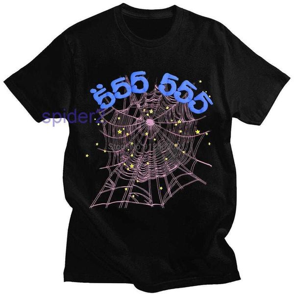 Homens camisetas Vintage Impressão Sp5der 555555 Anjo Número Camiseta Homens Mulheres B Qualidade Spider Web Padrão T-shirt Top Tees G230427 TGUV