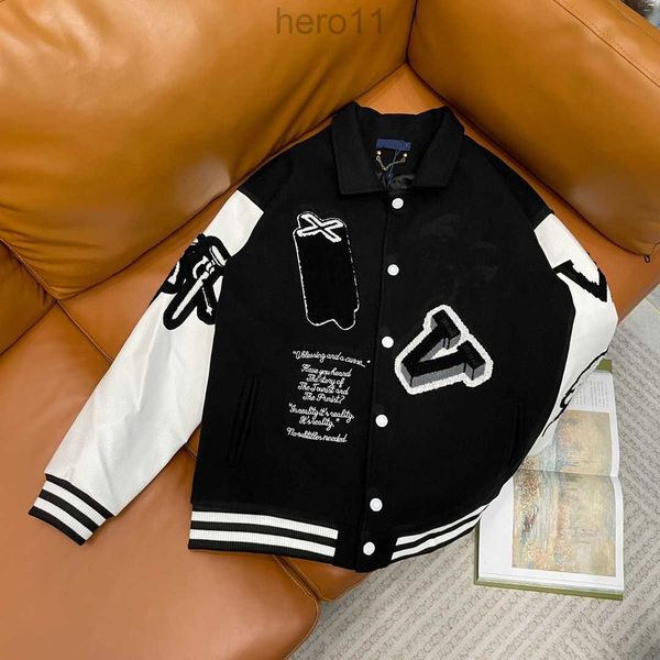 Mens Luxurys Designer Varsity Jackets High Street Multi-Patches Mixed Leather Varsity Blouson Baseball Jacket Casual Streetwear Outerwear Coats SPMM
