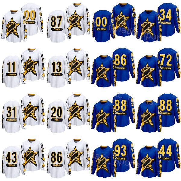 Damen Kinder Herren Hockey-Trikot 2024 All-Star 87 Sidney Crosby 86 Nikita Kucherov 16 Mitch Marner 34 Auston Matthews 88 William Nylander 44 Morgan Rielly 43 Tom Wilson