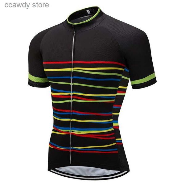 Homens camisetas Camisas de ciclismo Tops NOVO 2023 Color Line Jersey Roupas Respirável Sportswear Frete Grátis Personalizado Rápido Secagem Rápida JerseyH24122