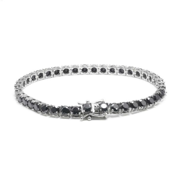 Nova pulseira de tênis redonda moissanite hip hop na moda 3-5mm preto moissanite 925 prata jóias pulseira de casamento para mulher
