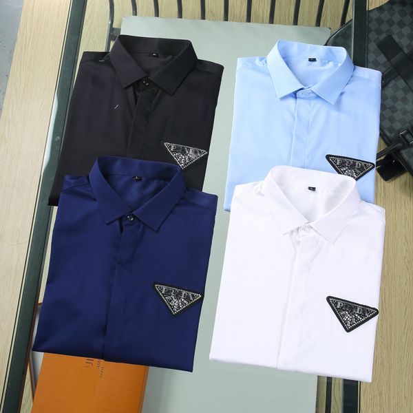 Herren Casual Shirt Designer Marke Spring Summer Business Office Herrenhemd Hemd Schlanker breiter Kragen Plaid Striped Long Sleeve Asian Größe M-3xl6
