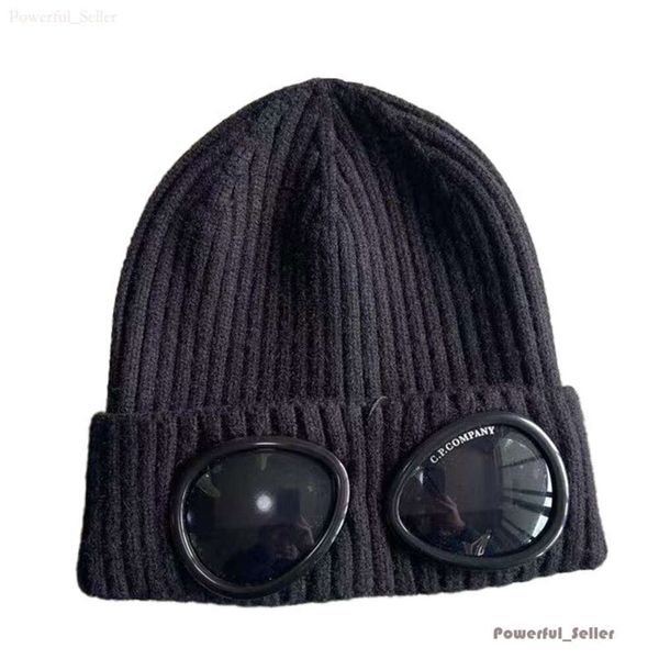 Cp chapéu designer duas lentes óculos óculos gorros homens cp malha chapéus crânio bonés ao ar livre mulheres inevitável inverno beanie preto cinza bonnet 2171