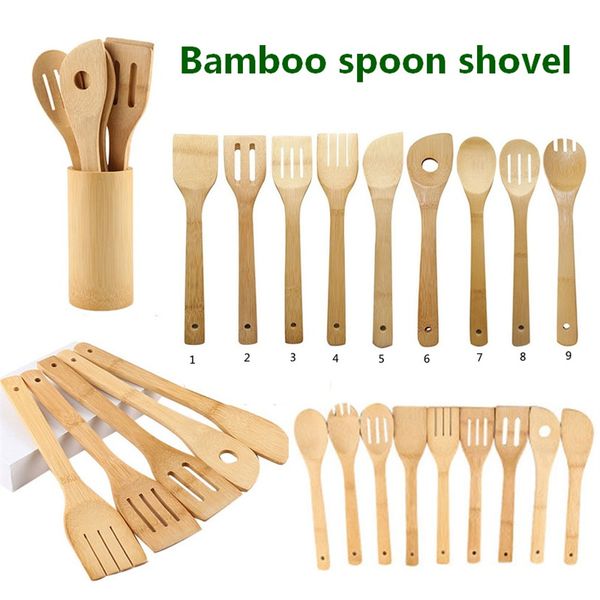 Pote de bambu pá colheres de sopa bambus colher espátula portátil utensílios de cozinha utensílio de madeira pás de cozinha por mar t9i002558