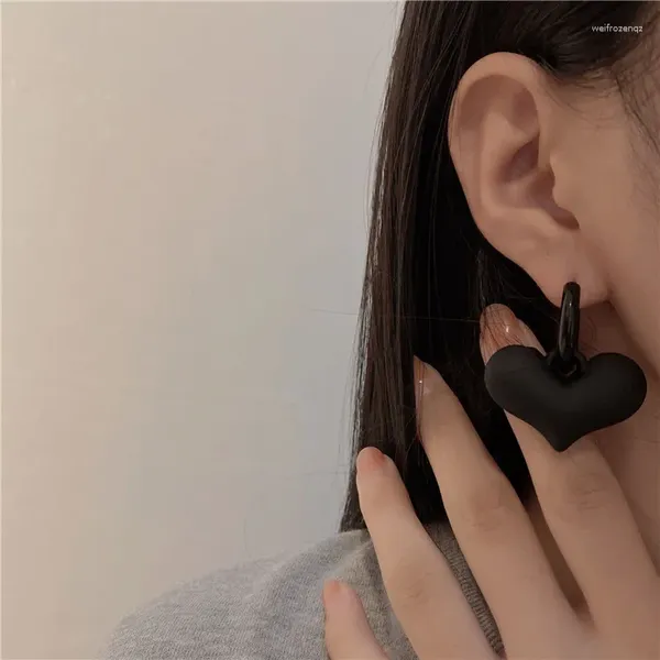 Baumeln Ohrringe Koreanische Version Harajuku Dark Schwarz Matt Herz Für Frauen Temperament Retro Persönlichkeit Zubehör Trendy