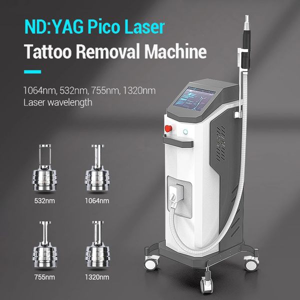 Nuovo laser micro-picosecondo per la pulizia della pelle Rimozione del tatuaggio Tono schiarente Migliora Nd Yag Picolaser 4 Lunghezza d'onda Rimozione del tatuaggio dello schermo da 10,4 pollici