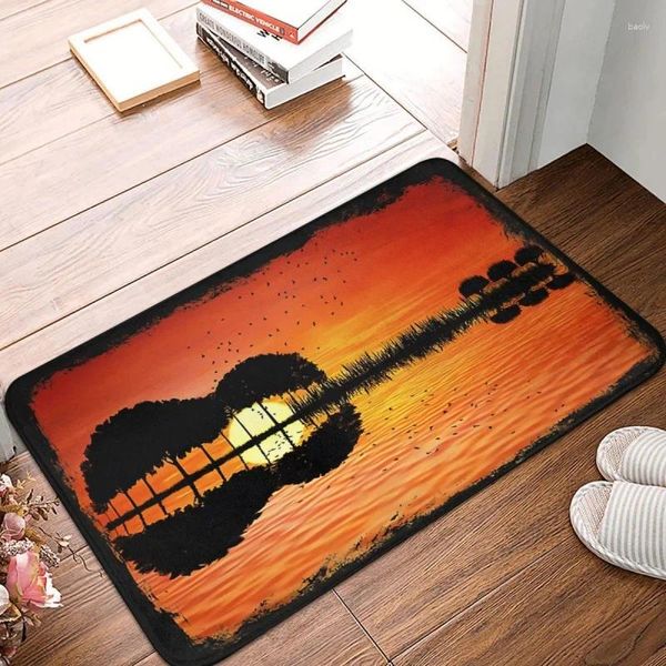 Teppiche, rutschfeste Fußmatte, Gitarreninsel, Sonnenuntergang, Bad, Schlafzimmer, Matte, Gebetsteppich, Flanell-Muster, Dekor