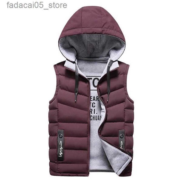 Herrenwesten Herren Winter Warm Ärmellose Weste Jacke Daunenjacke 2023 Herren Kapuze Neue Weste Reversible Abnehmbare Mütze Außenoberteil S-4XL Q240122