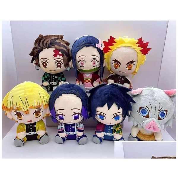 Animais de pelúcia de pelúcia 20cm desenhos animados demon slayer brinquedos kazuma tanjiro nidouzi mão donew p brinquedo crianças presente favorito drop delivery presentes otkx8