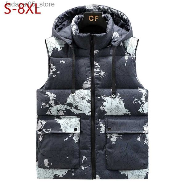 Men's Vests Large Size 8XL Mens Camouflage Thicken Vest Winter Warm Sleeveless Jacket Male Fashion Casual Vest Waistcoat Men Working Clothes Q240122