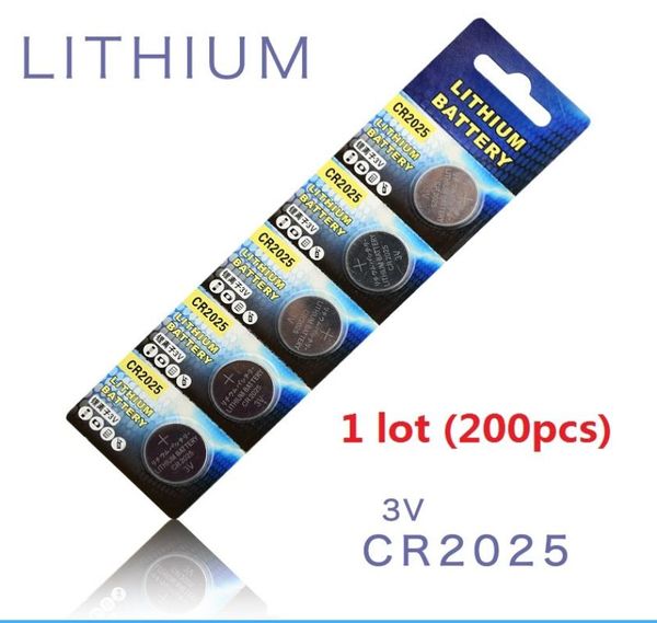 200pcs 1 lote baterias CR2025 3V bateria de célula de botão de íon de lítio CR 2025 3 Volts liion coin6558845
