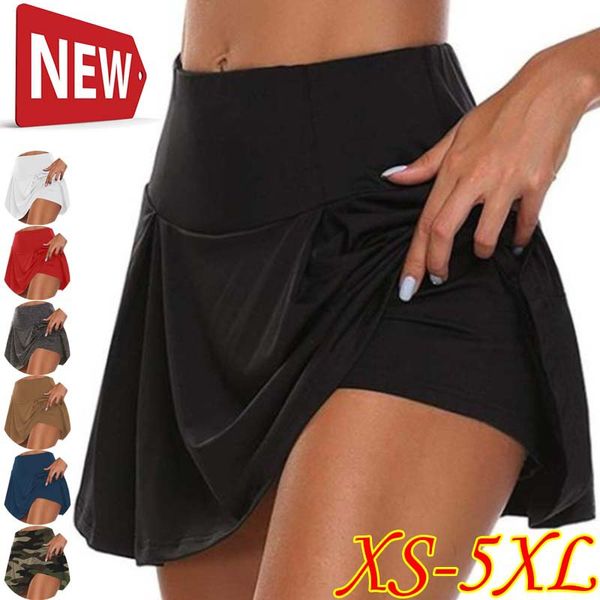 Novos biquinis secretos femininos skrits verão acima do joelho dupla camada esportes shorts vestido de secagem rápida yoga esportes leggings calções de fitness