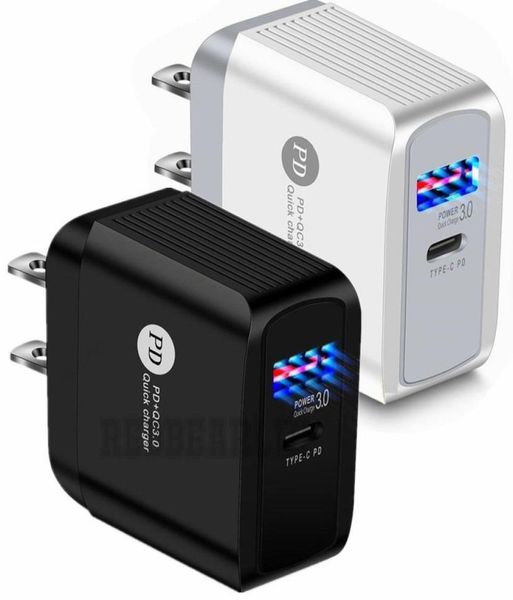 Chargeur de Type c 18W EU US Ac voyage à domicile, charge rapide, USBC PD, adaptateur mural pour Iphone 11 12 13 14 Samsung PC xiaomi powe2491569