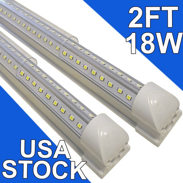 Luzes de loja LED de 2 pés 18W 24 polegadas 1800 LM LED sob a luz do gabinete, luminária de tubo integrado T8 para utilidades 8 pés Luz de loja Iluminação de teto Garagem usastock