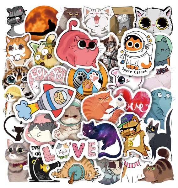 50 pçs bonito animal gato adesivos estéticos gatinho diy telefone portátil guitarra scrapbooking diário dos desenhos animados decalque adesivo para criança toy8769271