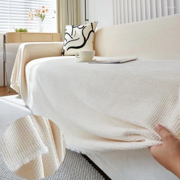 Cobertores macios chenille cor sólida capa de sofá para sala de estar luxo bordado sofá moderno simples universal antiderrapante cobertor de toalha