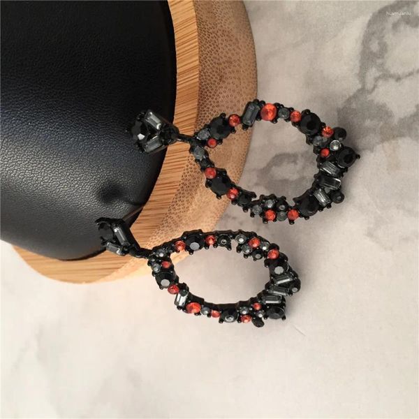 Orecchini pendenti punk ematite placcatura colorata pietra nera con goccia cava per donna ragazza stile vintage