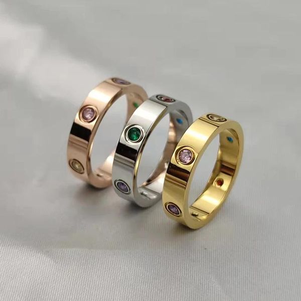 Anelli Anello in argento 925 dorato con diamanti di colore classico europeo e americano AMORE regalo di gioielli di marca di moda per uomini e donne