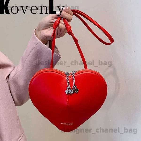 Omuz çantaları kalp şekli çantalar kadınlar için mini askı omuz çantası ladys kırmızı aşk kalp torbası moda çantası sevgililer hediyeler lüks çantalar T240123