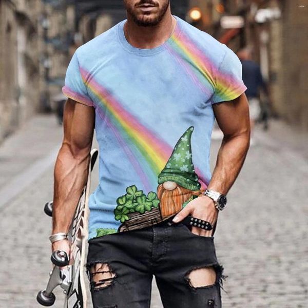 Erkek Tişörtleri Modaya Grafik Tees İrlanda Desen Crewneck için Giyim