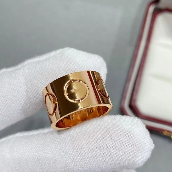 Anel de amor grosso e alargado para mulheres, homens, amor, parafuso, anel sem diamantes, top v-ouro, designer, moda, galvanoplastia, 18k, clássico, premium, ouro rosa, com caixa