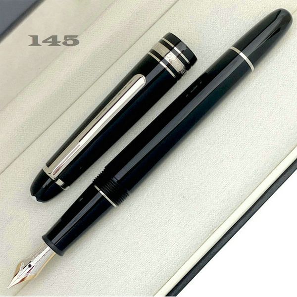Высококачественная новая 163/145 поршневая перьевая ручка с золотой отделкой, черная ручка-роллер для офиса, чернильная ручка для каллиграфии