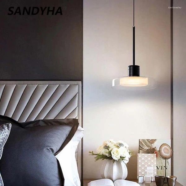 Lâmpadas pendentes Sandyha Nordic Design Moderno Vidro Pequeno Candelabro para Quarto Sala de Jantar LED Pandant Light Home Decor Fixture