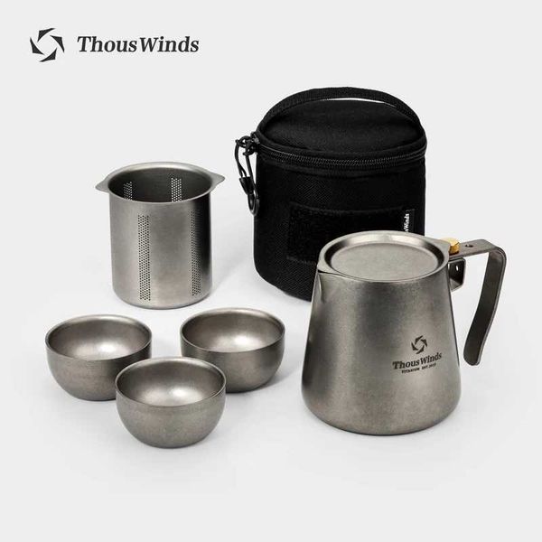 Camp Kitchen Thous Winds Teezeremonie Camping-Geschirr-Set, leichte Titan-Kaffeekanne, Teekessel für Outdoor, Wandern, Rucksackreisen, Picknick YQ240123