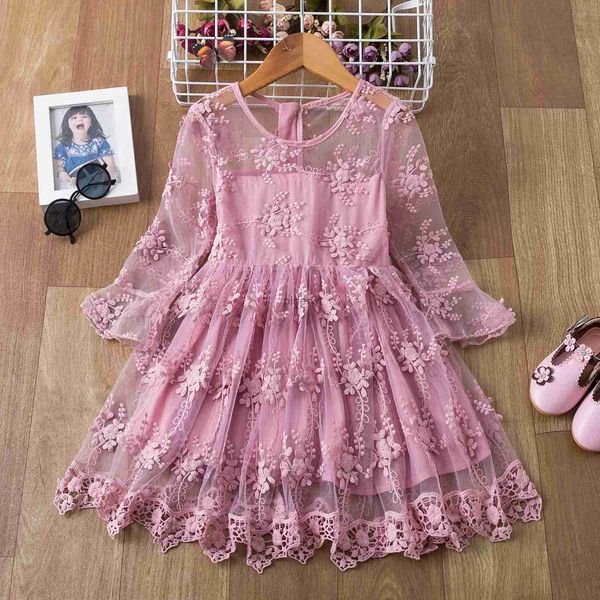 Mädchenkleider, lässige Kleidung für Babys im Alter von 3 bis 8 Jahren, Blumenspitze, weiße Hochzeit, Prinzessin, rosa Kleid, Neujahr, Geburtstag, Party, Kostüm für Kinder