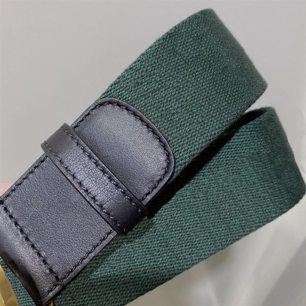 Modequalität grün blau Web mit schwarzem Leder Damengürtel mit Box Mode Herren klassischer Gold-Silber-Schnallengürtel Herren designe290k