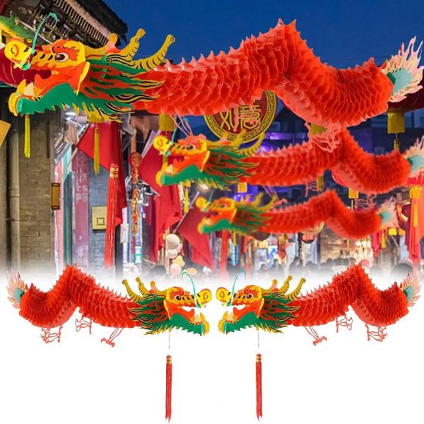 Lanterna per l'anno cinese 2024 Bellissimo design del drago Lanterne rosse per la decorazione stradale 240119