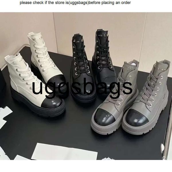 Дизайнер обуви канала Chanal Boots Lace Up Платформа боевые бои