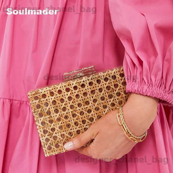 Umhängetaschen Frauen Rattan Acryl Box Tasche Het Abend Clutch Hochzeit Geldbörsen Sommer Wicker Bast Handtaschen Designer Hohe Qualität T240123