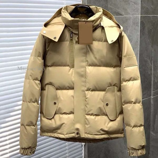 Doudoune invierno hombres negro y Beige chaqueta estilo Parka gruesa cálida corta con capucha negocios ocio abrigos D88