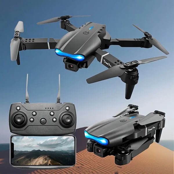 E99 Pro Drone com câmera HD, WiFi FPV HD duplo dobrável RC Quadcopter Altitude Hold, presentes de controle remoto para iniciantes Coisas de adolescentes Presentes masculinos