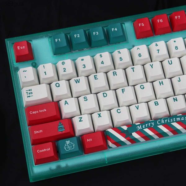 Tastiere Tastiere YONG QIU 152 tasti Tema Merry Christmas Keycap Cherry Profile Keycap ISO PBT Dye Sub per MX Switch Layout fai da te Tastiera meccanica YQ240123