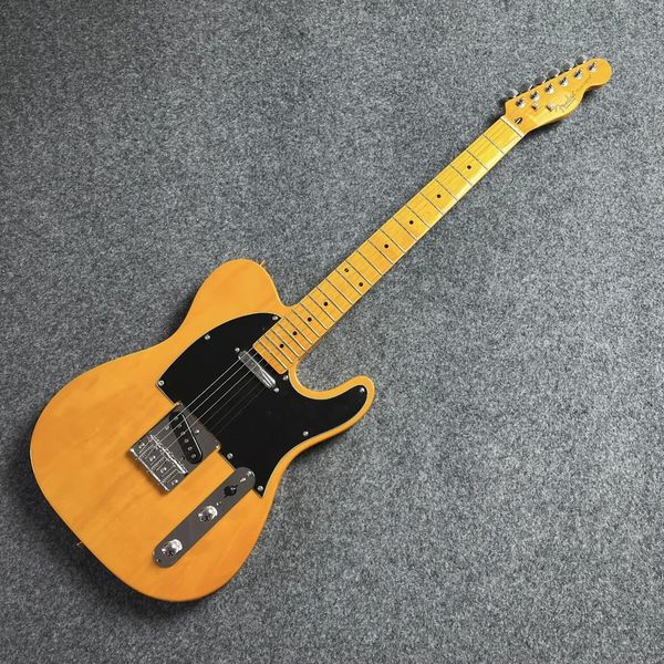 Herdar a clássica guitarra elétrica amarela clara amarela transparente pode ser personalizada frete grátis